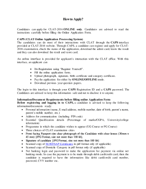 CLAT 2016 Online Application Form