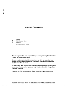 2015 Tax Organizer Form