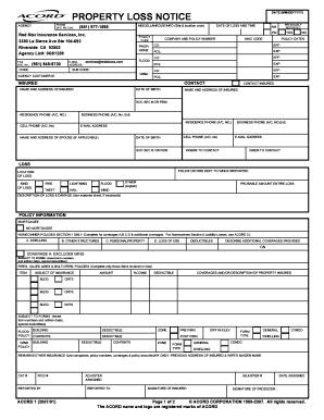 Property Loss Notice Form