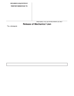 Release of Mechanics' Lien
