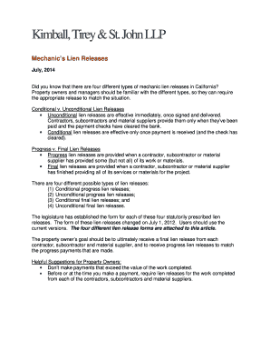 California Mechanic's Lien Releases