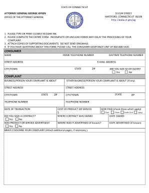 Connecticut Consumer Complaint Form