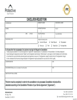 Service Agreement Cancellation Request Form