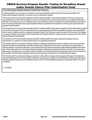 CSHCN Genetic Testing Prior Authorization Form