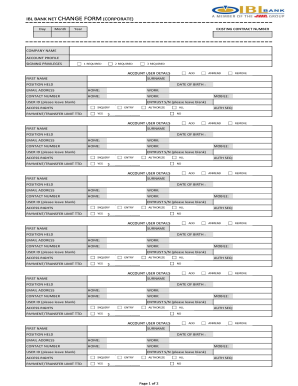 IBL Bank Net Change Form Corporate