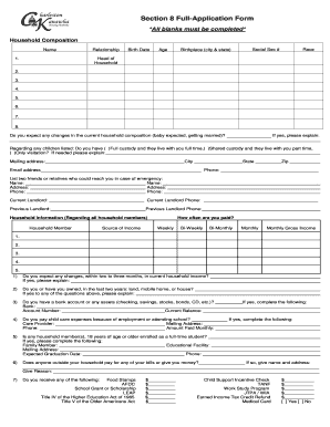 Section 8 Housing Application Form