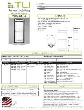 Architectural Outdoor Lighting Order Form