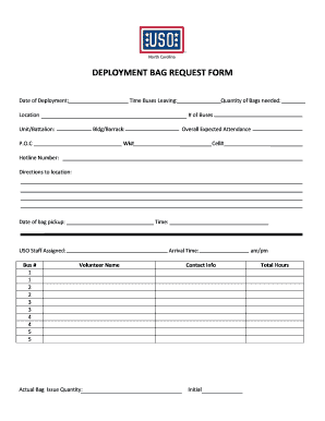 Deployment Bag Request Form