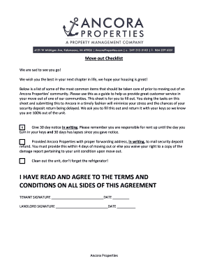 Move Out Checklist