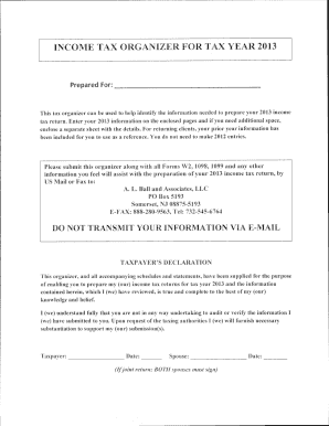 2013 Income Tax Organizer
