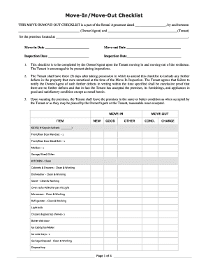 Move-In/Move-Out Checklist