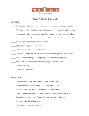 Cleaning Checklist