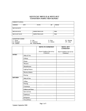 Kentucky Move-In & Move-Out Condition Inspection Report
