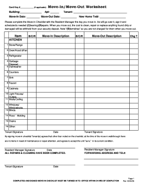 Move-In/Move-Out Worksheet