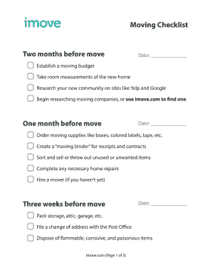 Moving checklist printable - Get Moving Company Quotes