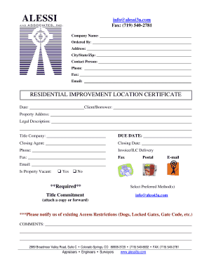 Residential Improvement Location Certificate