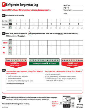 Refrigerator Temperature Log Form