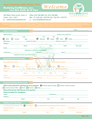 Dublin Metro Dental Patient Information Form