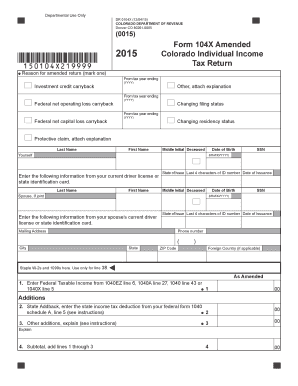 Colorado Form 104X Amended Individual Income Tax Return