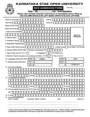 Karnataka State Open University Admission Form