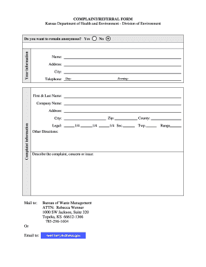 Kansas Environmental Complaint Form