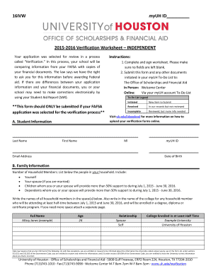 2015-2016 Verification Worksheet