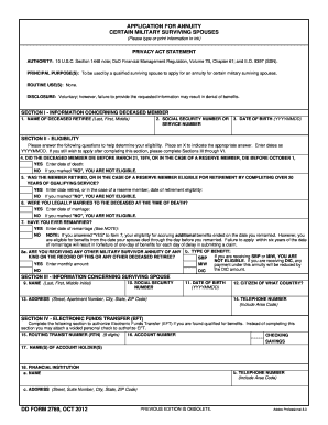 Application for Annuity for Certain Military Surviving Spouses