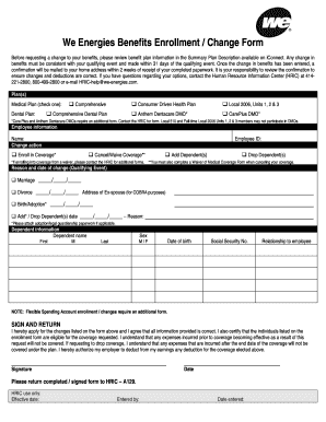 We Energies Benefits Enrollment Form