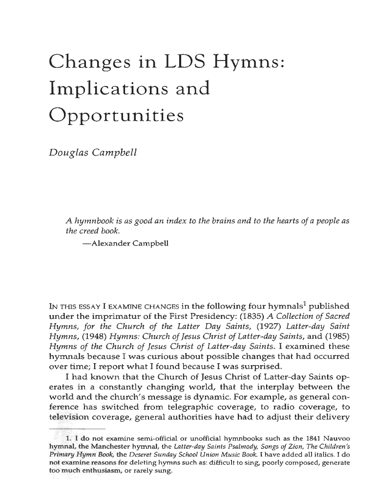 Fillable Online Changes in LDS Hymns: Fax Email Print - pdfFiller