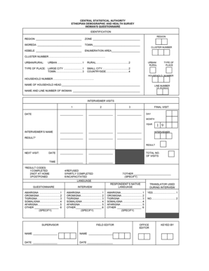 Ethiopian Demographic and Health Survey Woman's Questionnaire