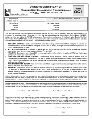 Owner’s Certification Form OC1