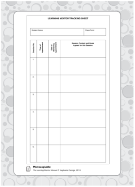Learning Mentor Tracking Sheet