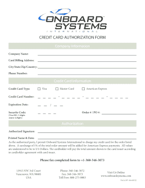 Credit Card Authorization Form