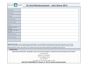 2012 John Deere Flu Shot Reimbursement Form