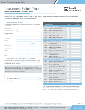 Russell Private Investment Series Switch Form