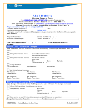 AT&T Mobility Change Request Form