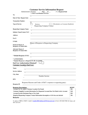 AT&T Customer Service Information Request Form