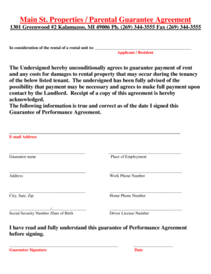 Parental Guarantee Agreement