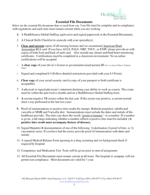 HealthSource Global Staffing Application