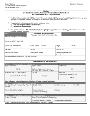 California Live Scan Service Request Form