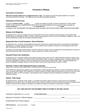 California Contractor's Release Form