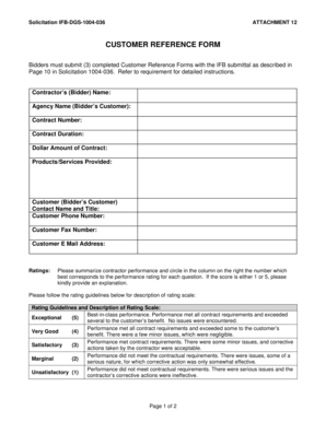 Customer Reference Form