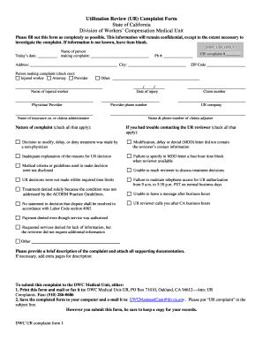 California UR Complaint Form