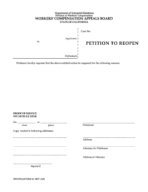 California Petition to Reopen Workers' Compensation