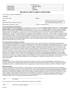 NOC Release of Liability Waiver Form