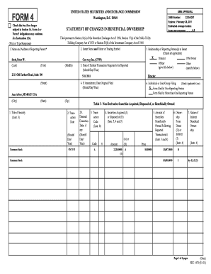 Form 4 Statement of Changes in Beneficial Ownership