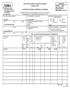 Form 4 Statement of Changes in Beneficial Ownership