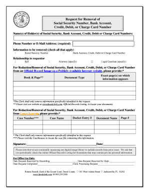 Request for Removal of PII