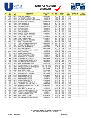 Swine Flu Planning Checklist
