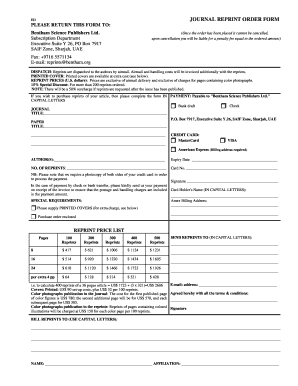 JOURNAL REPRINT ORDER FORM - Bentham Science